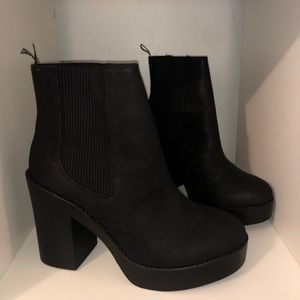 Black platform ankle booties